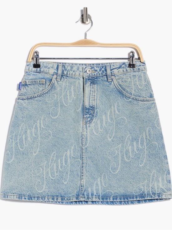 HUGO Dresses & Skirts - NWT HUGO Light Blue Denim Mini Skirt with Script Logo XS